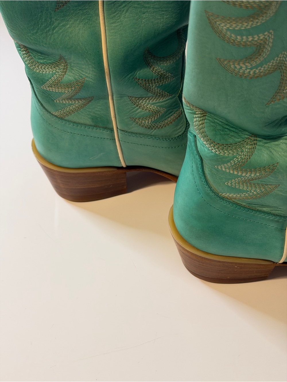 Tecovas The Annie Turquoise Western Leather Heeled Boots - Picture 10 of 15